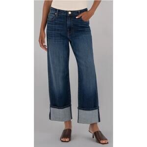KUT From The Kloth Meg Fab Ab Wide Leg Wide Leg Cuffed Hem Jeans Blue 10